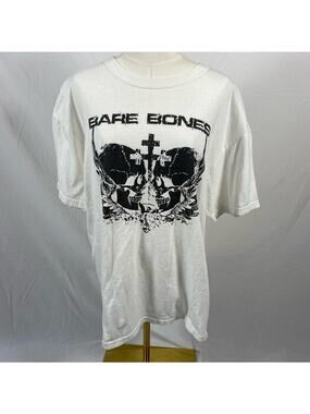 Bare bones white and black t shirt size large grunge alt emo